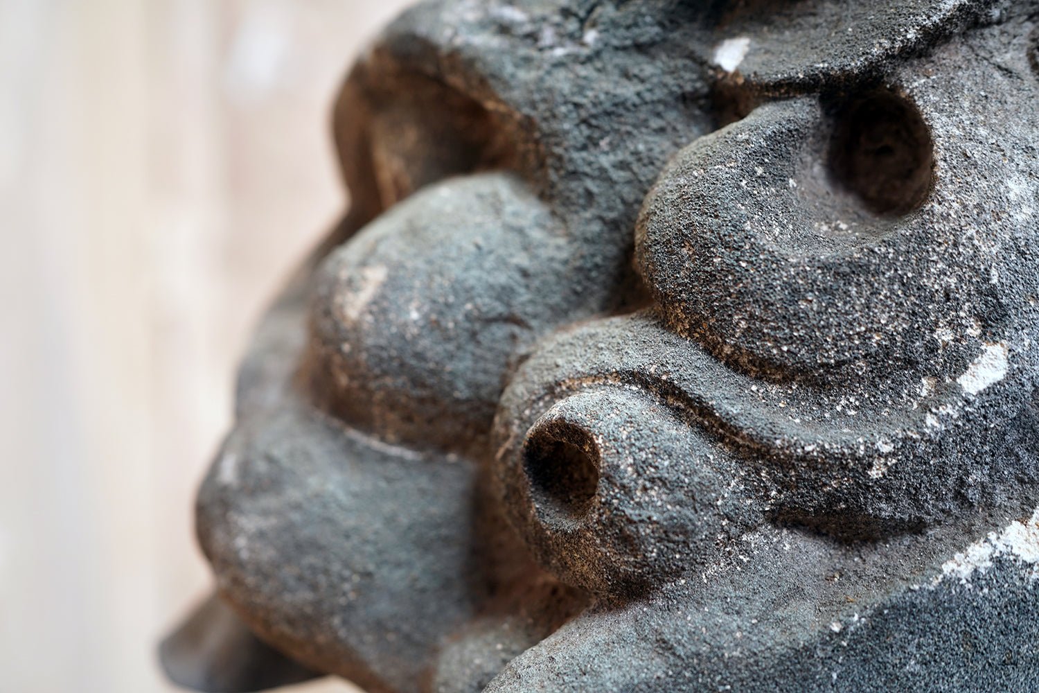 A 17thC Carved Limestone Rain Head Waterspout Gargoyle c.1600-50