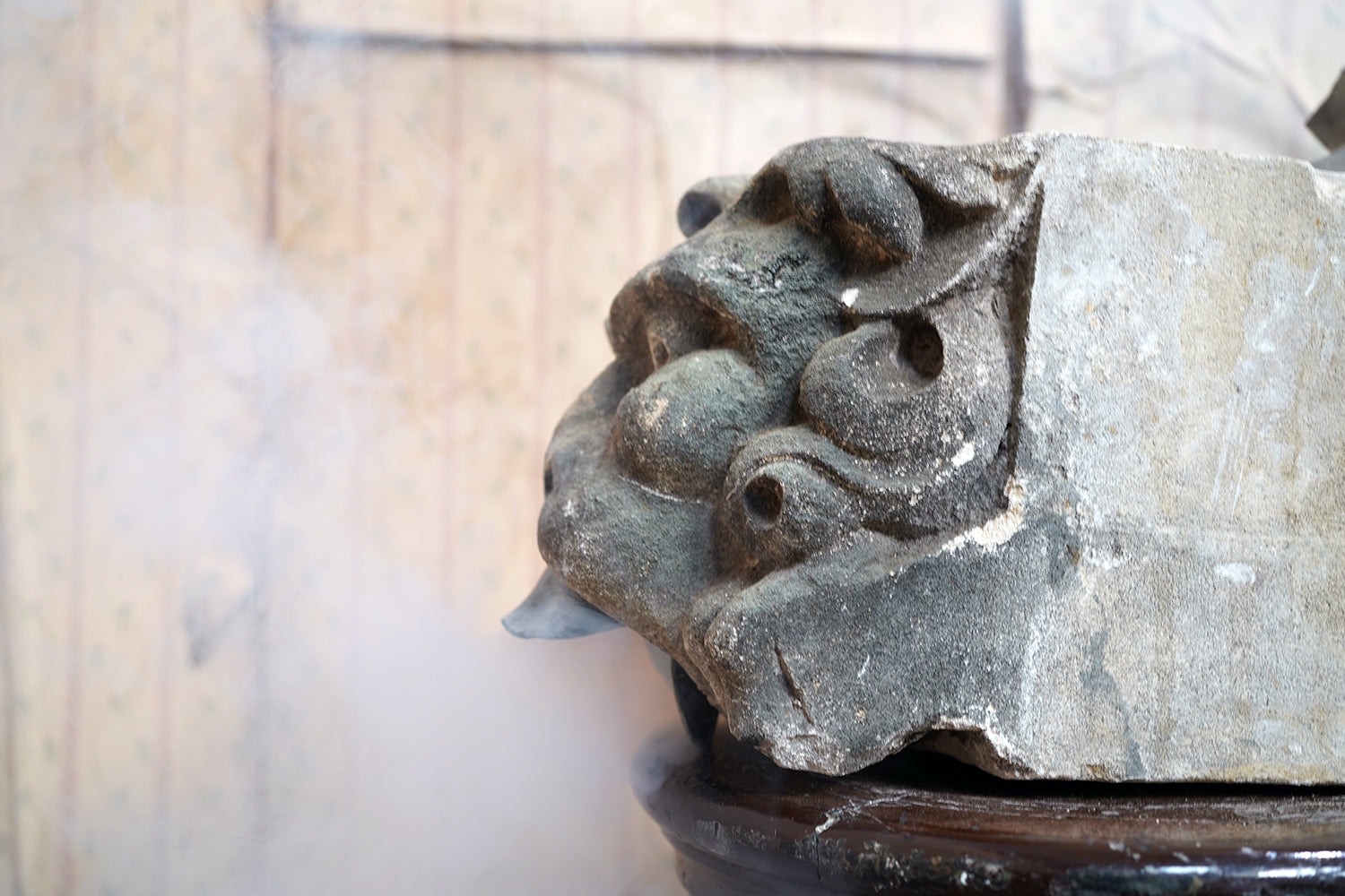 A 17thC Carved Limestone Rain Head Waterspout Gargoyle c.1600-50