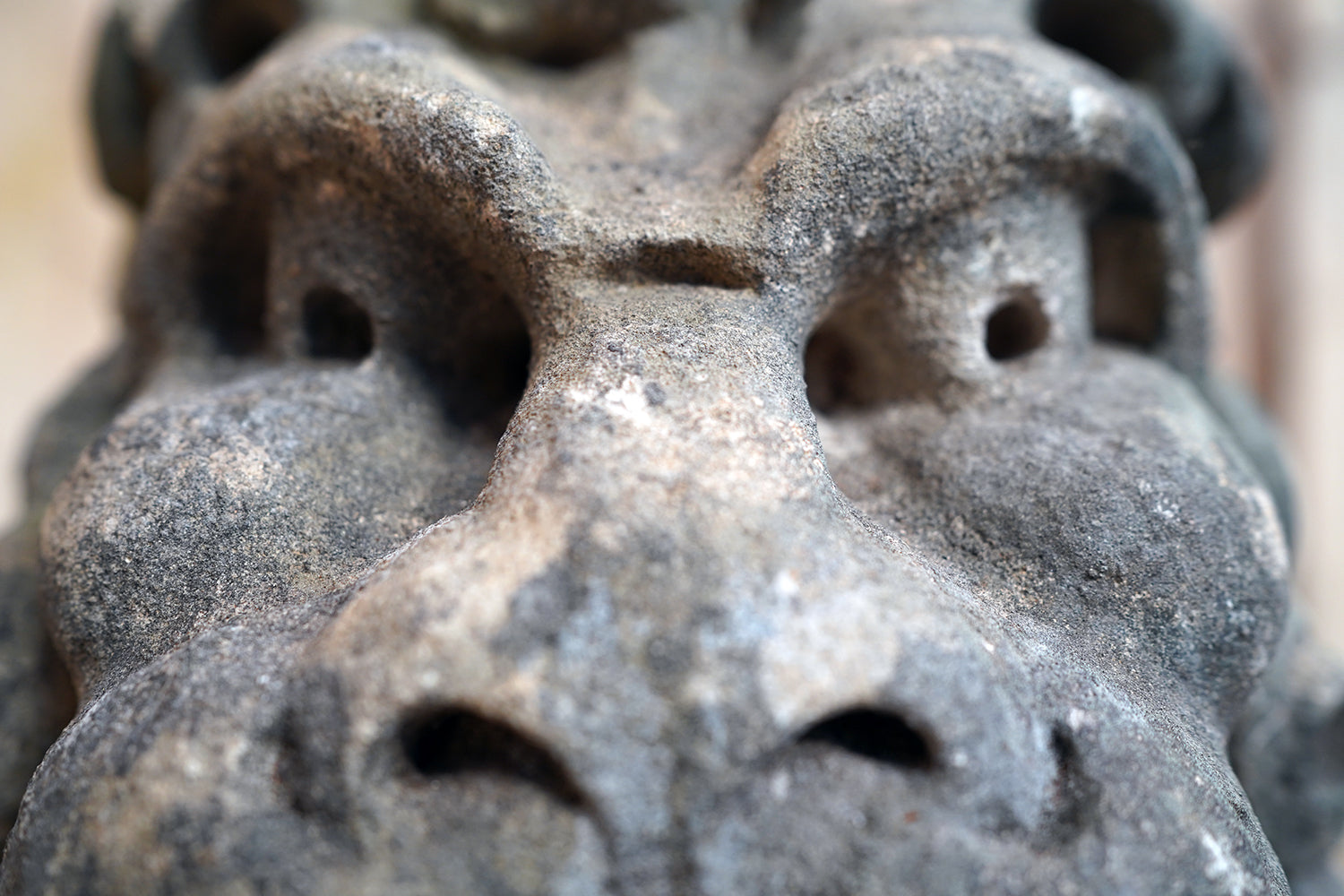 A 17thC Carved Limestone Rain Head Waterspout Gargoyle c.1600-50