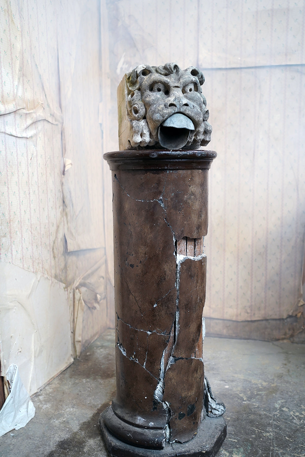 A 17thC Carved Limestone Rain Head Waterspout Gargoyle c.1600-50