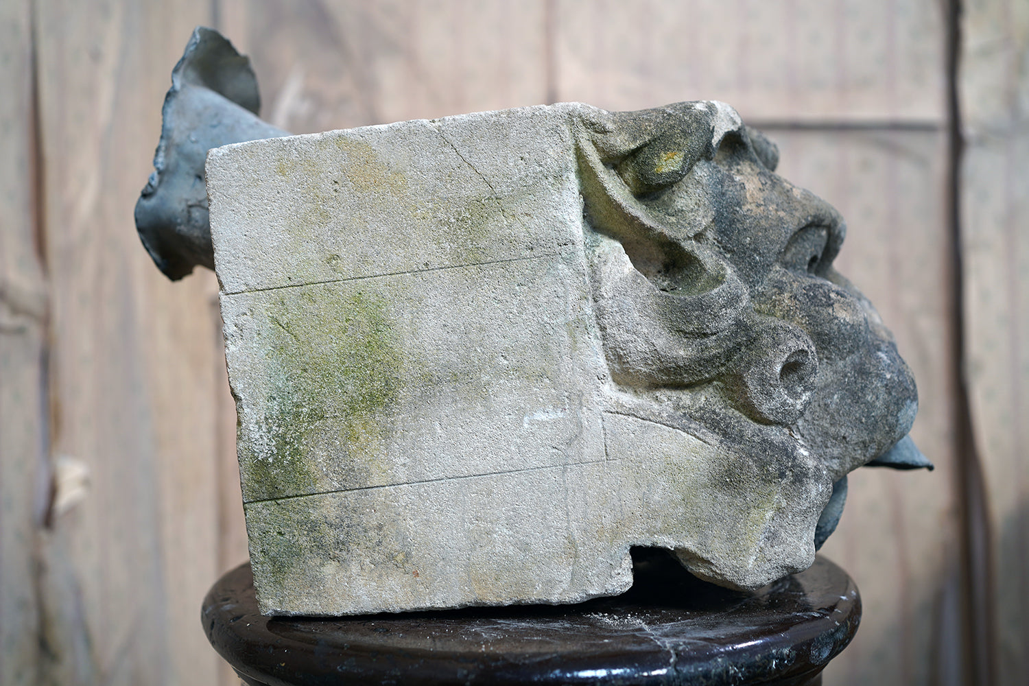 A 17thC Carved Limestone Rain Head Waterspout Gargoyle c.1600-50