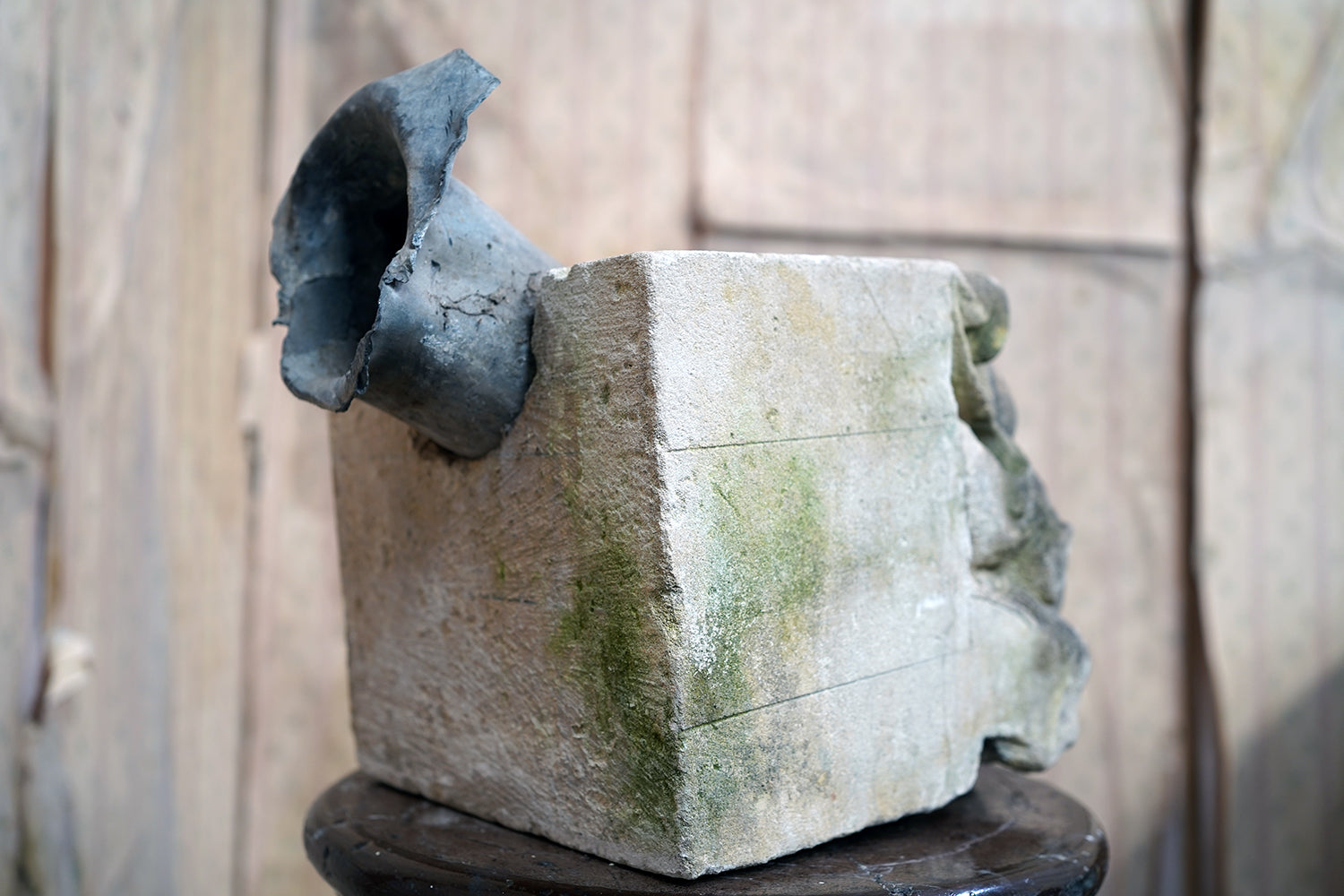 A 17thC Carved Limestone Rain Head Waterspout Gargoyle c.1600-50