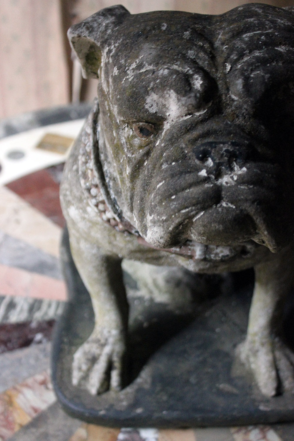 A Decorative Mid 20thC Painted Cast Stone Bulldog c.1940-50