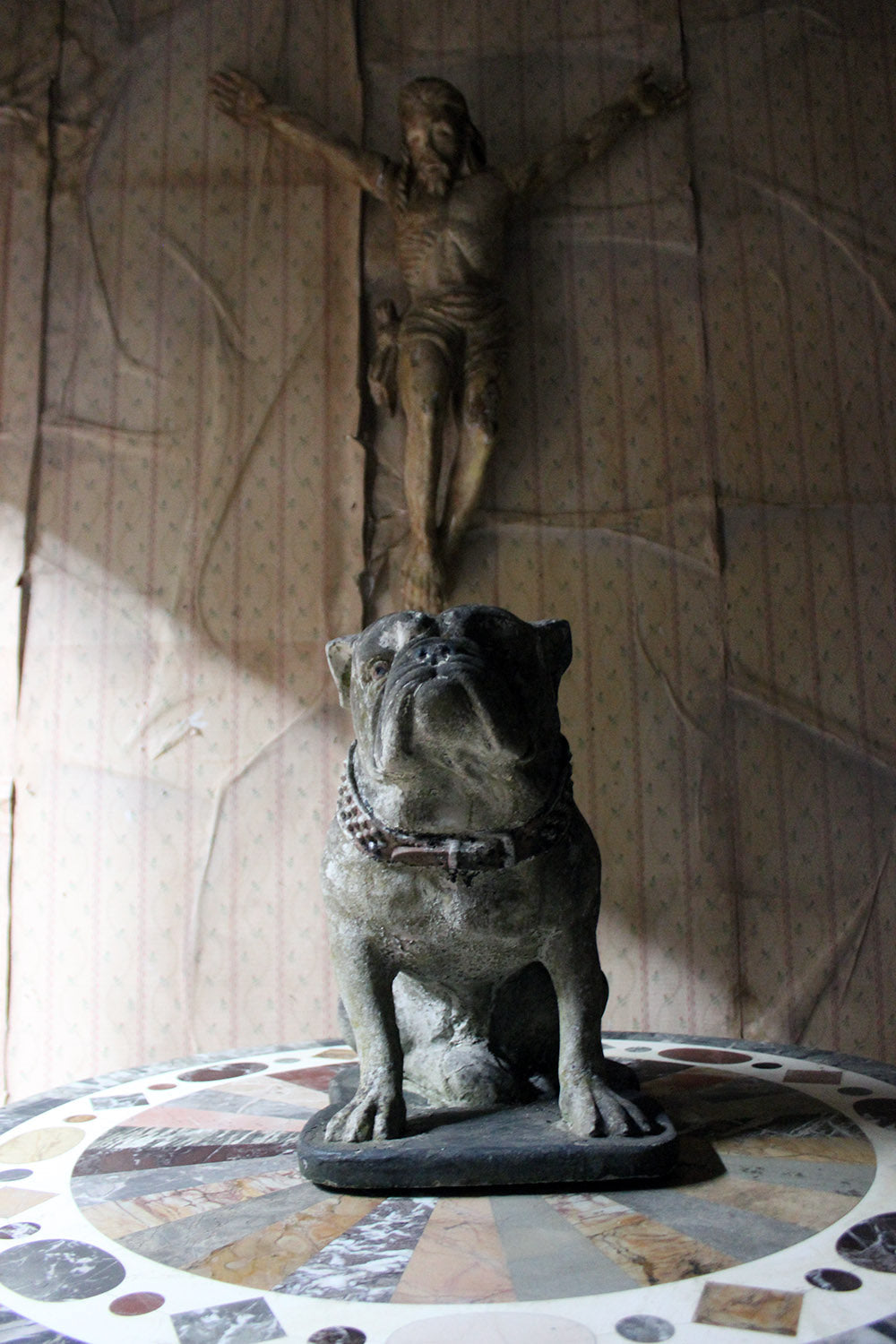 A Decorative Mid 20thC Painted Cast Stone Bulldog c.1940-50