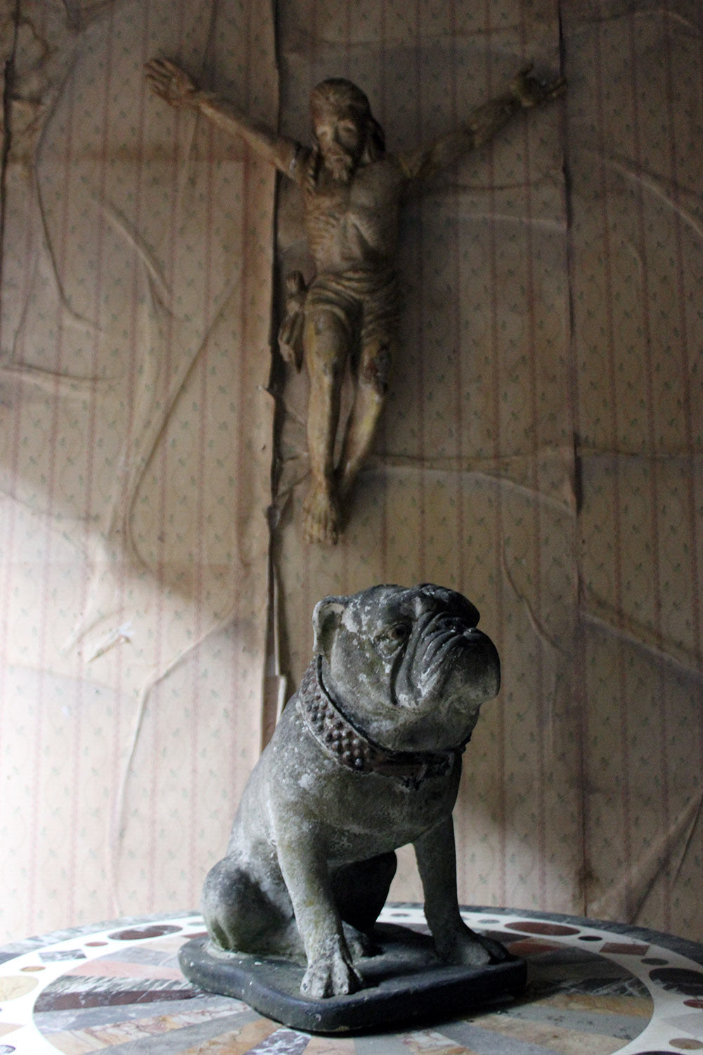 A Decorative Mid 20thC Painted Cast Stone Bulldog c.1940-50