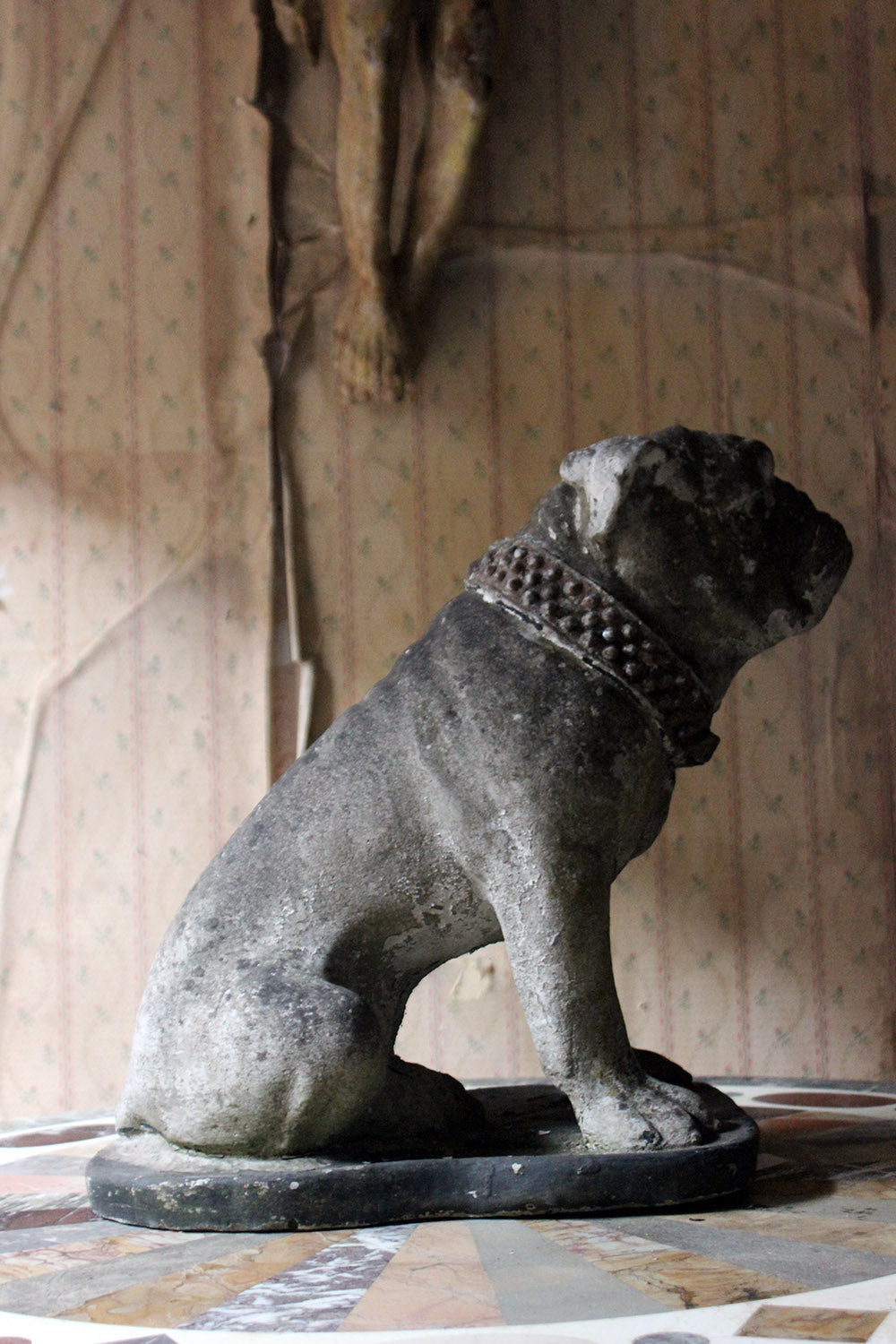 A Decorative Mid 20thC Painted Cast Stone Bulldog c.1940-50