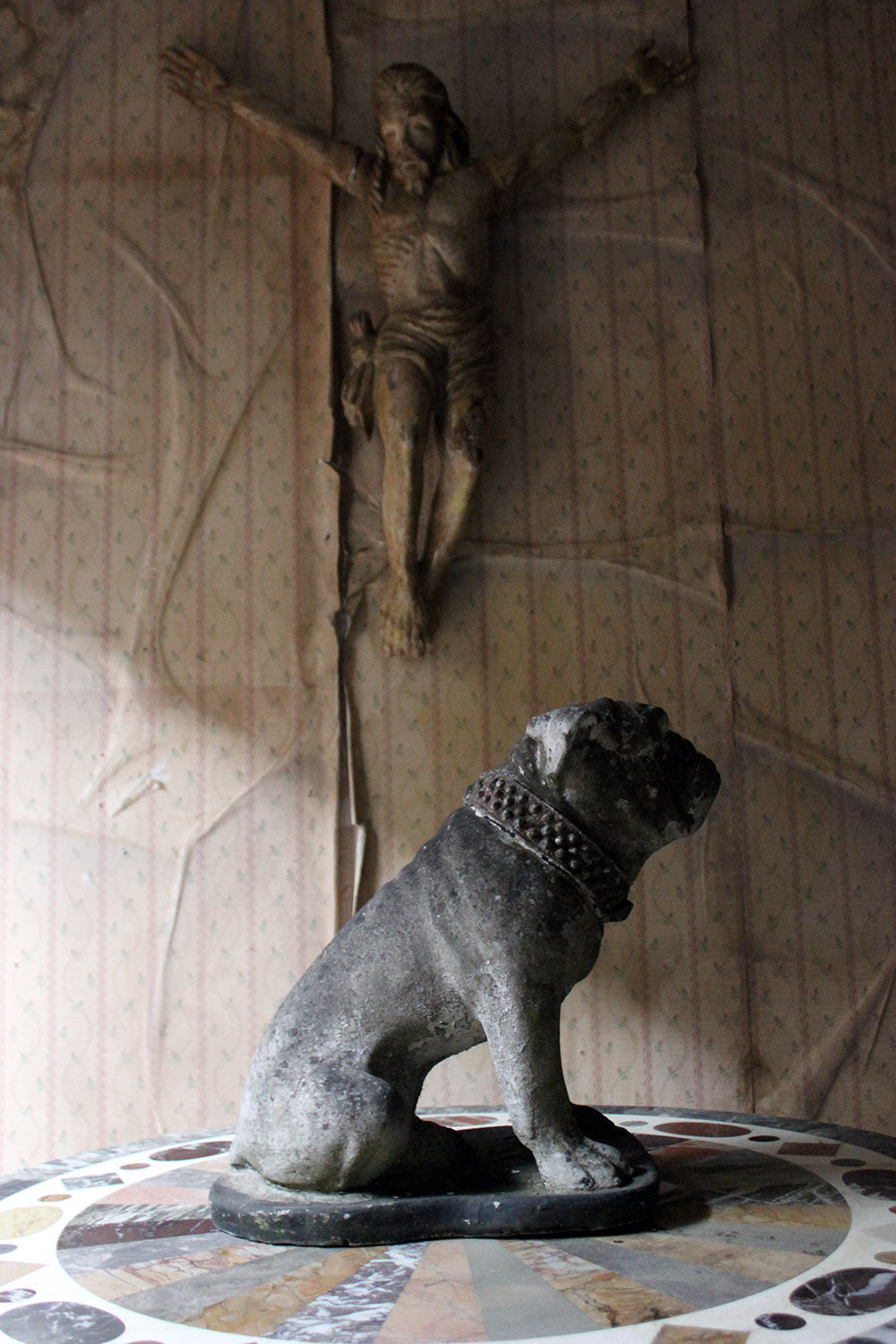 A Decorative Mid 20thC Painted Cast Stone Bulldog c.1940-50