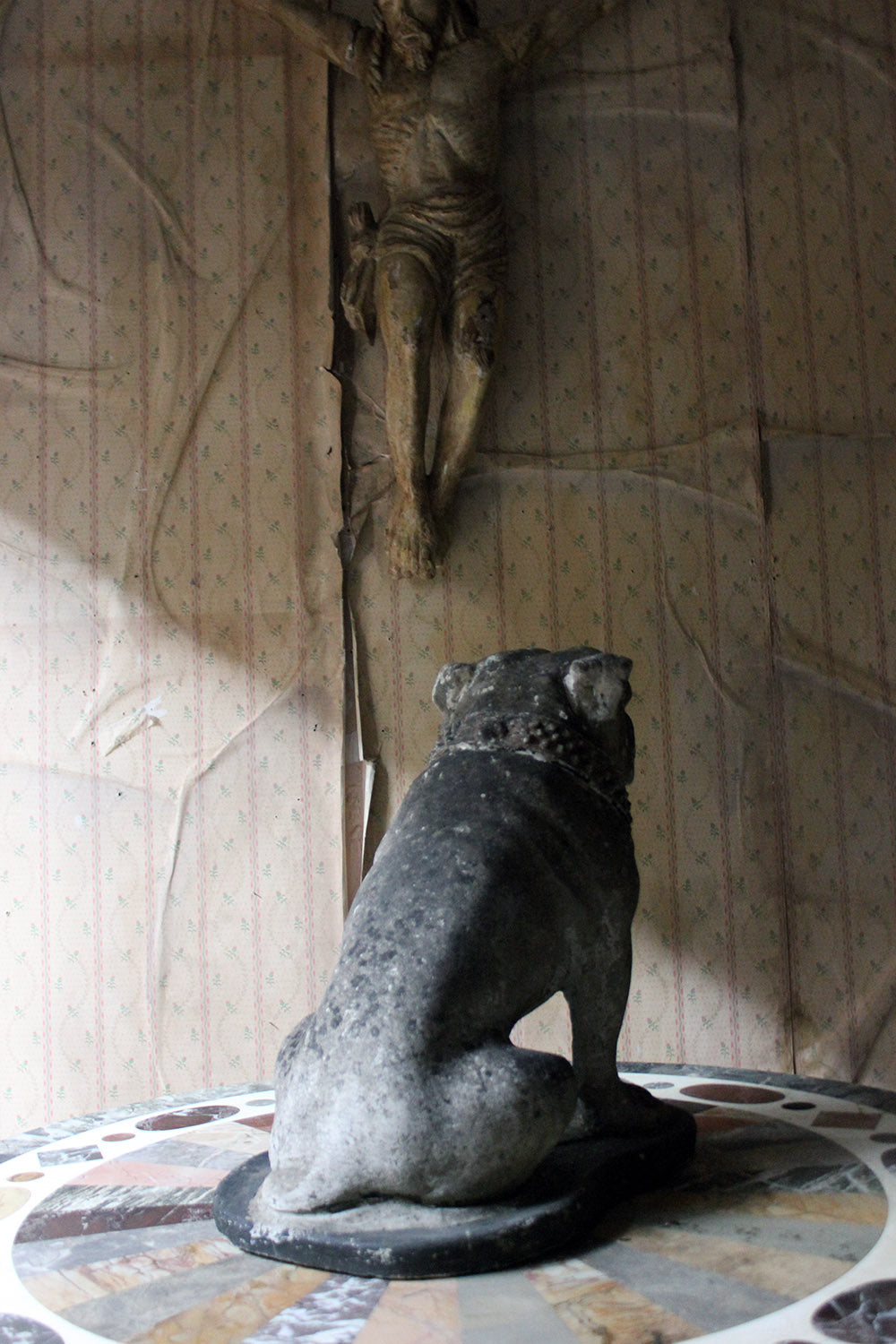 A Decorative Mid 20thC Painted Cast Stone Bulldog c.1940-50