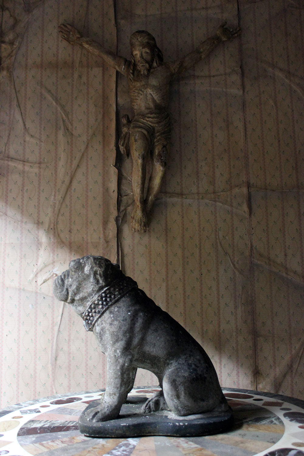 A Decorative Mid 20thC Painted Cast Stone Bulldog c.1940-50