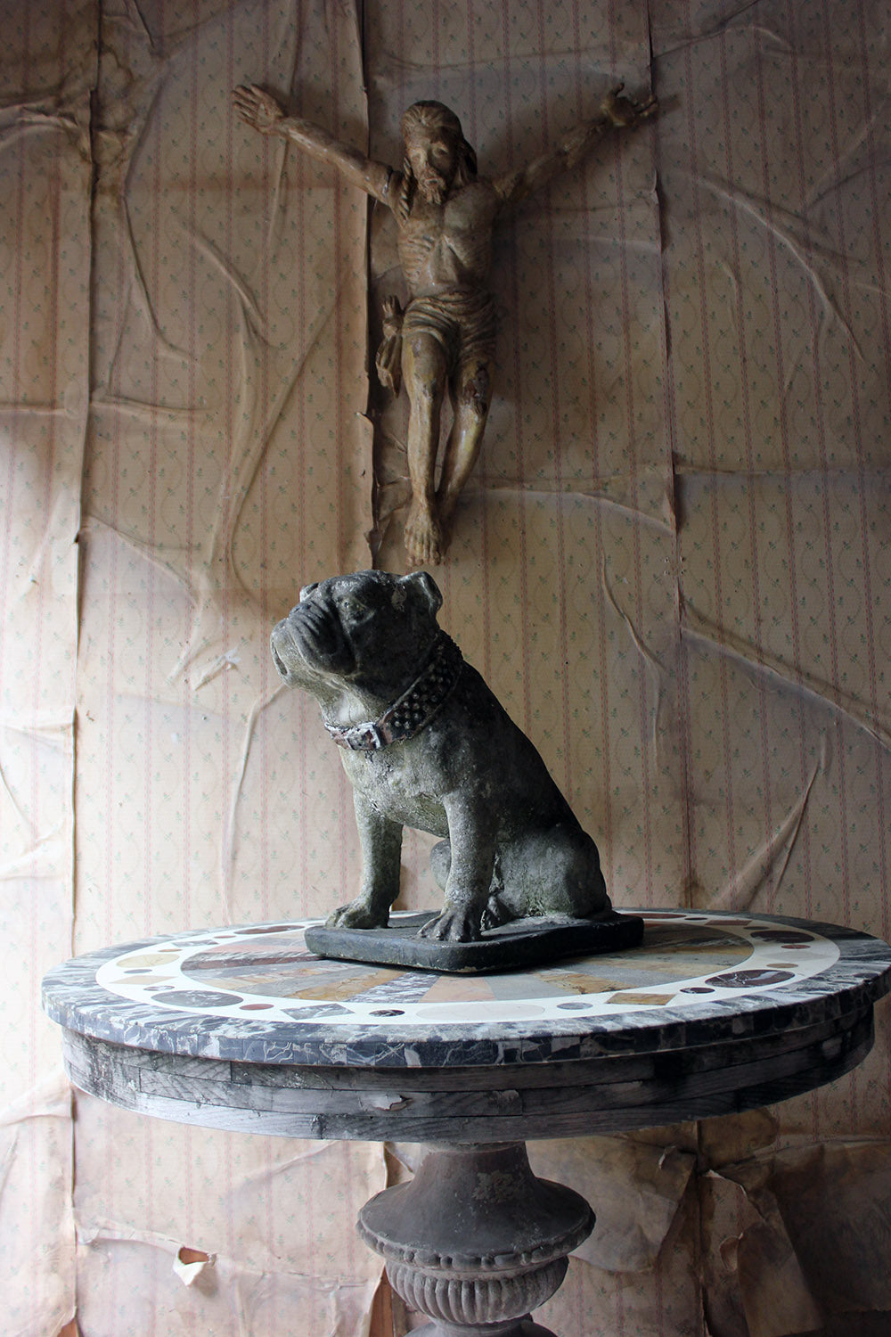 A Decorative Mid 20thC Painted Cast Stone Bulldog c.1940-50