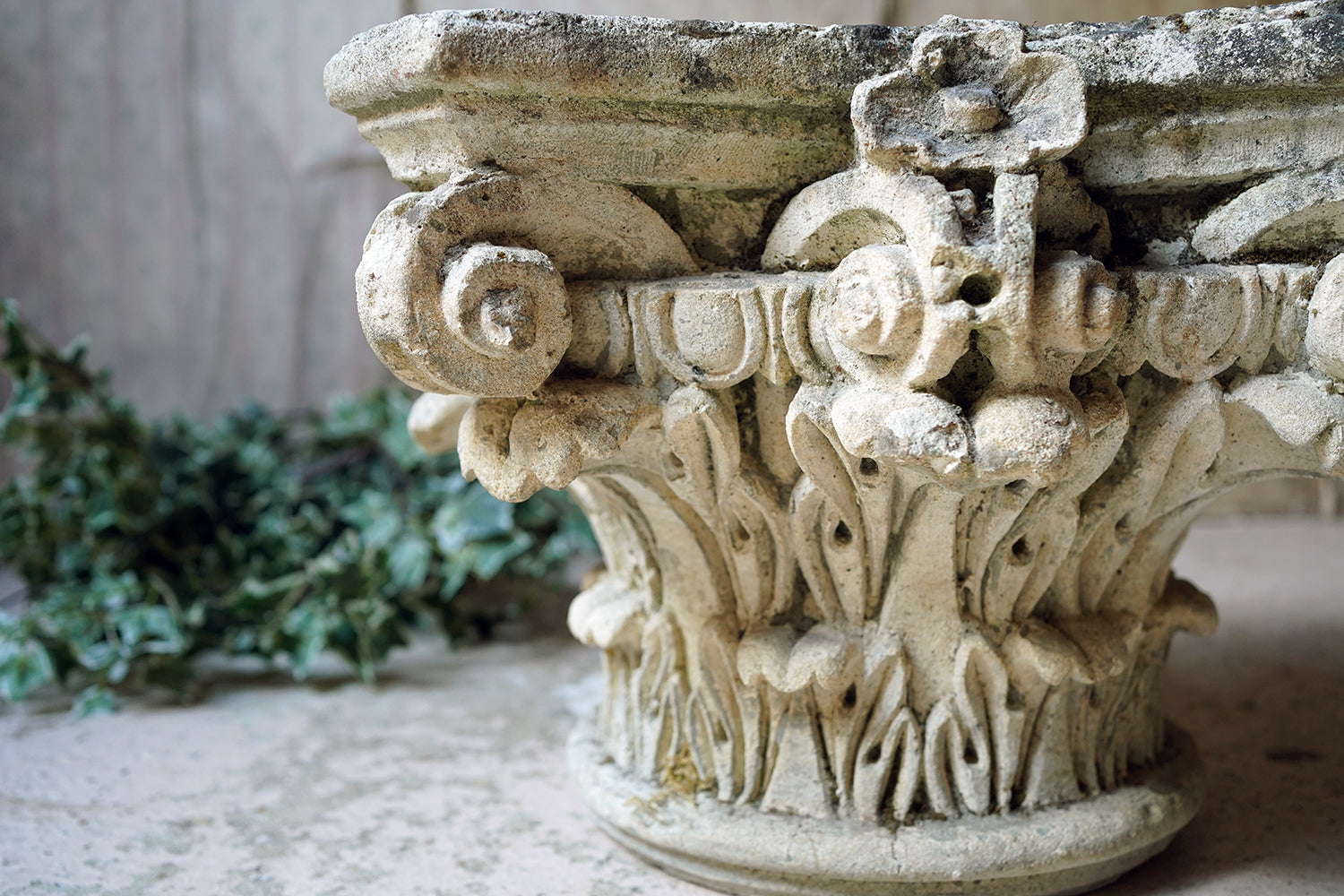 A Good Early 20thC Carved Stone Corinthian Capital