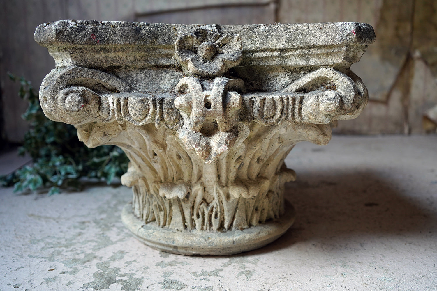 A Good Early 20thC Carved Stone Corinthian Capital