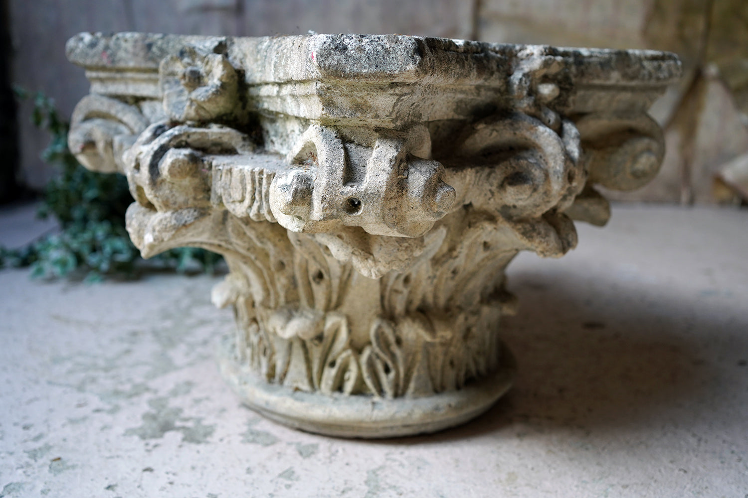 A Good Early 20thC Carved Stone Corinthian Capital