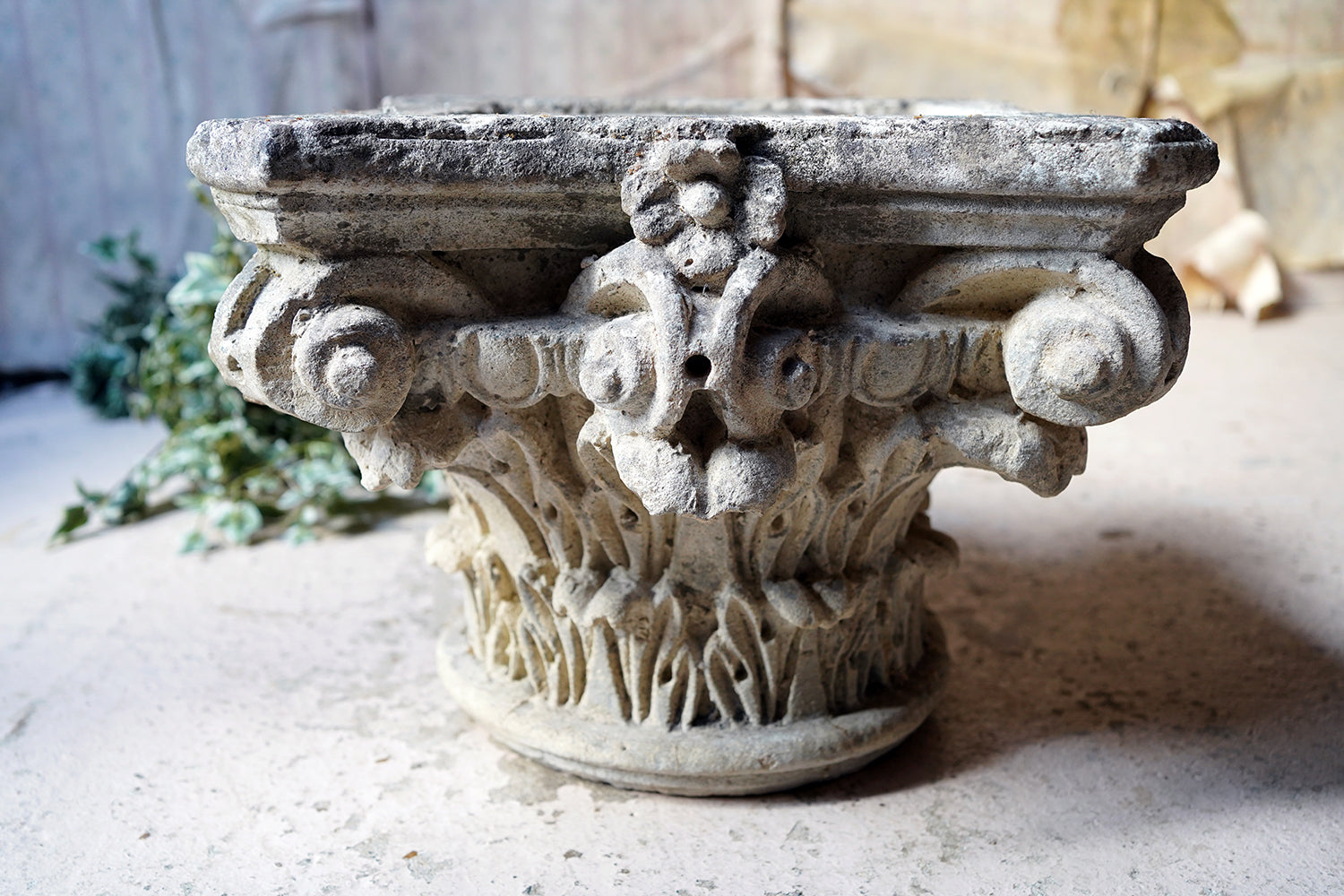 A Good Early 20thC Carved Stone Corinthian Capital