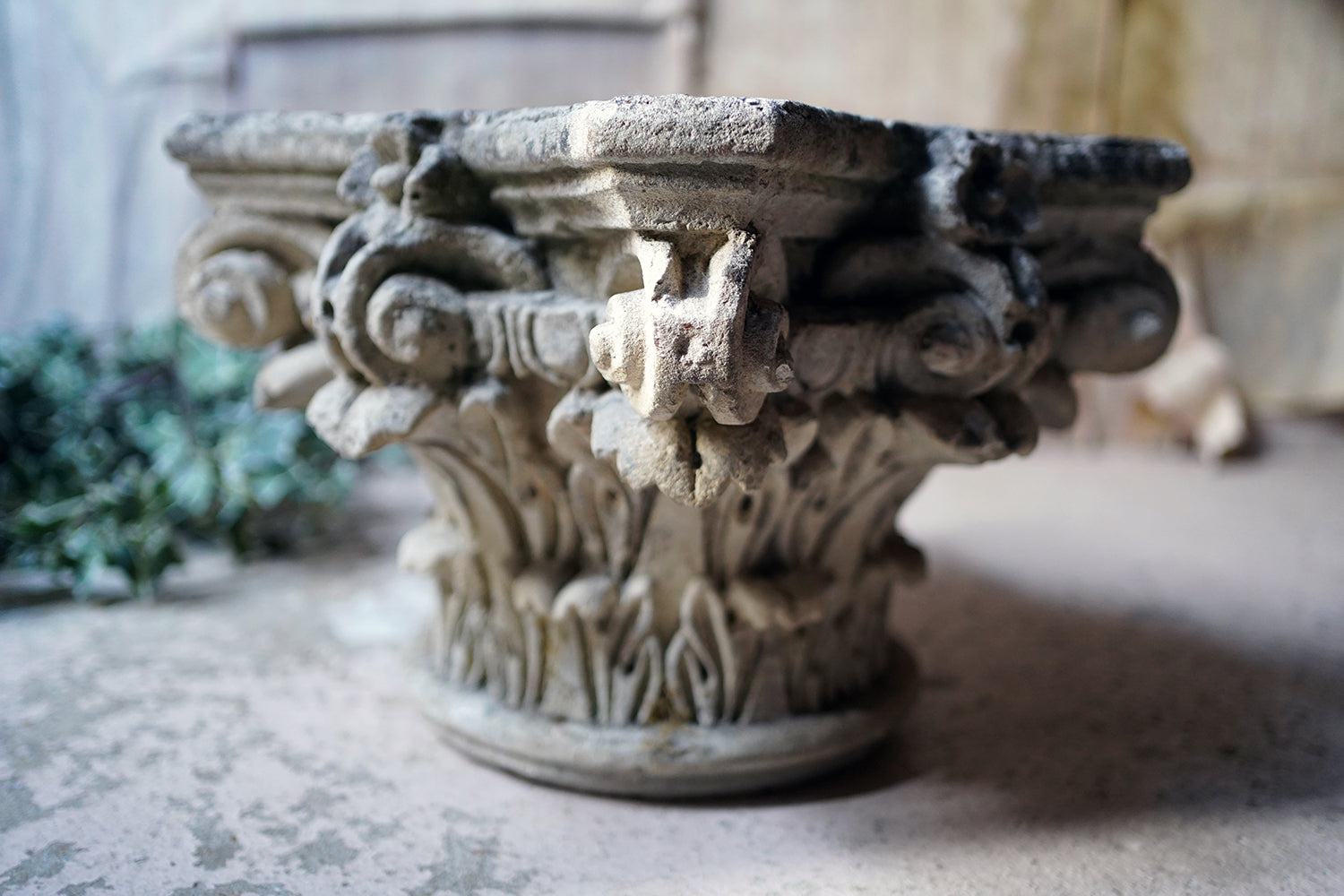 A Good Early 20thC Carved Stone Corinthian Capital
