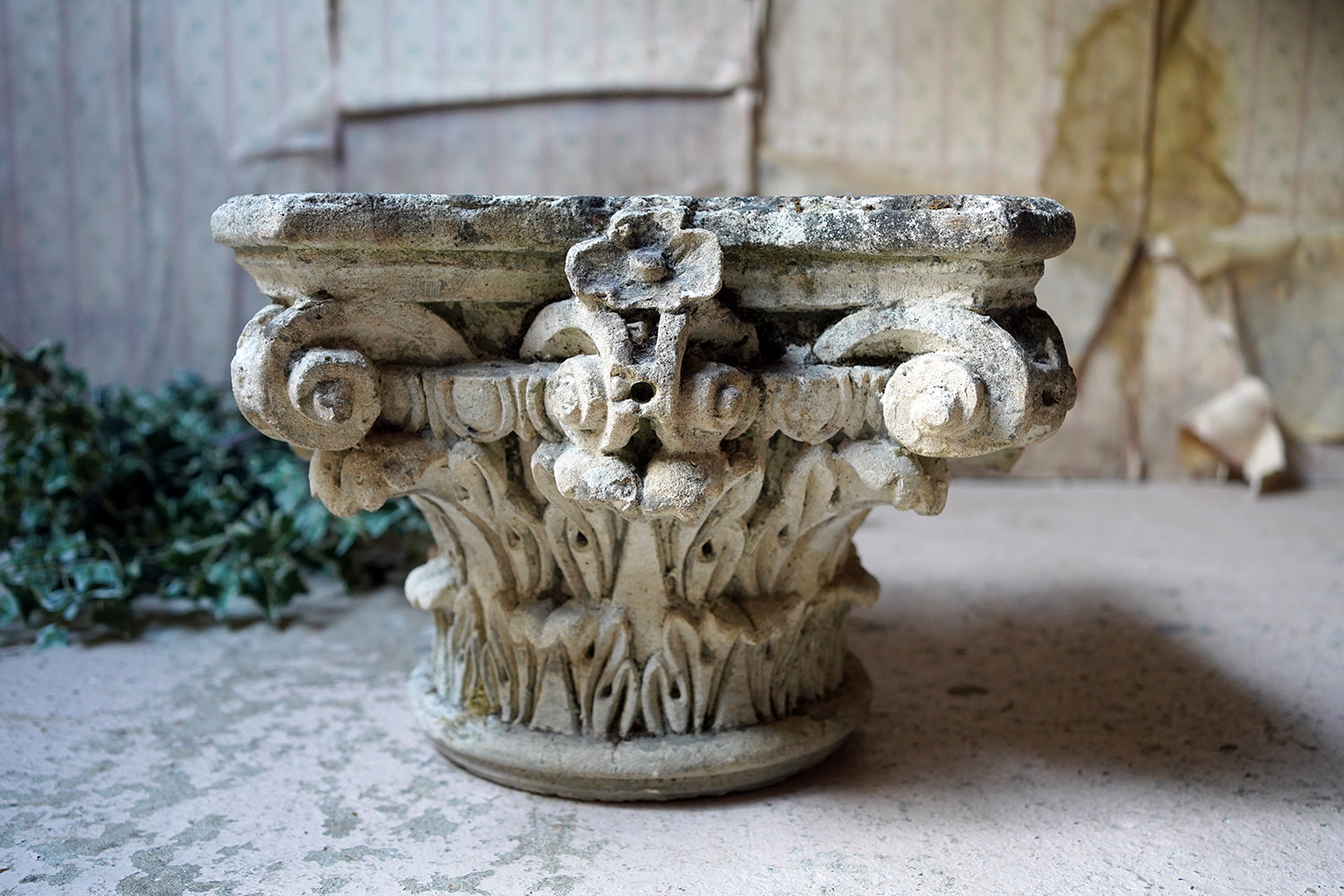 A Good Early 20thC Carved Stone Corinthian Capital