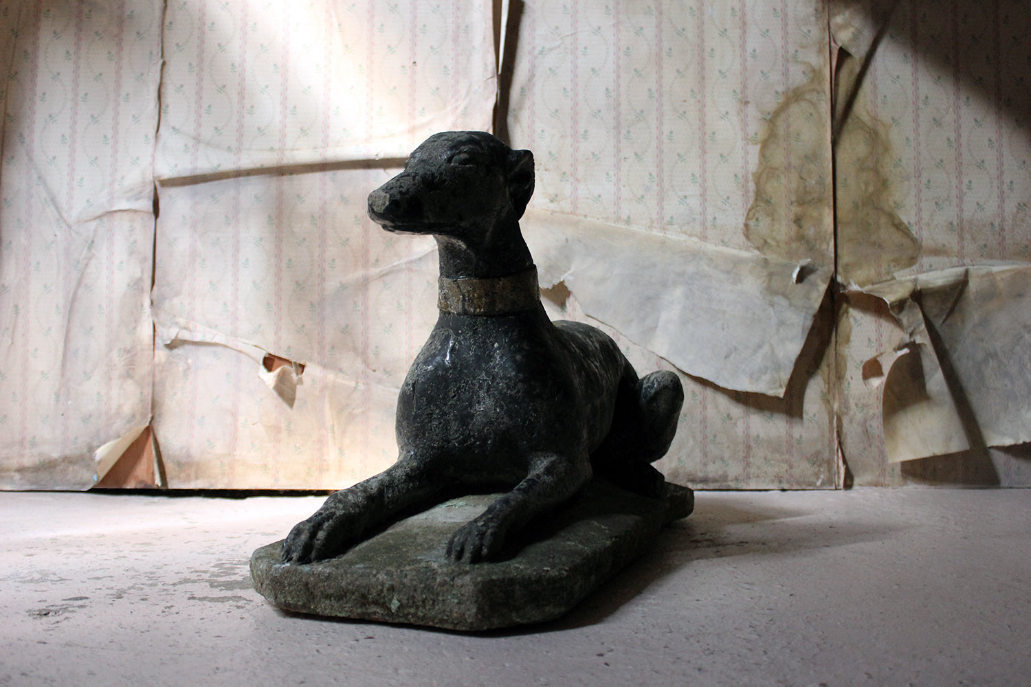 A Decorative Mid 20thC Painted Cast Stone Whippet c.1940-50