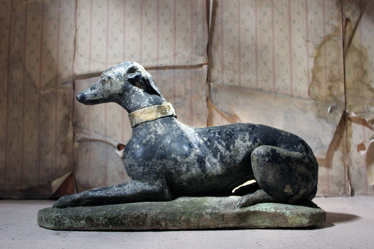 A Decorative Mid 20thC Painted Cast Stone Whippet c.1940-50