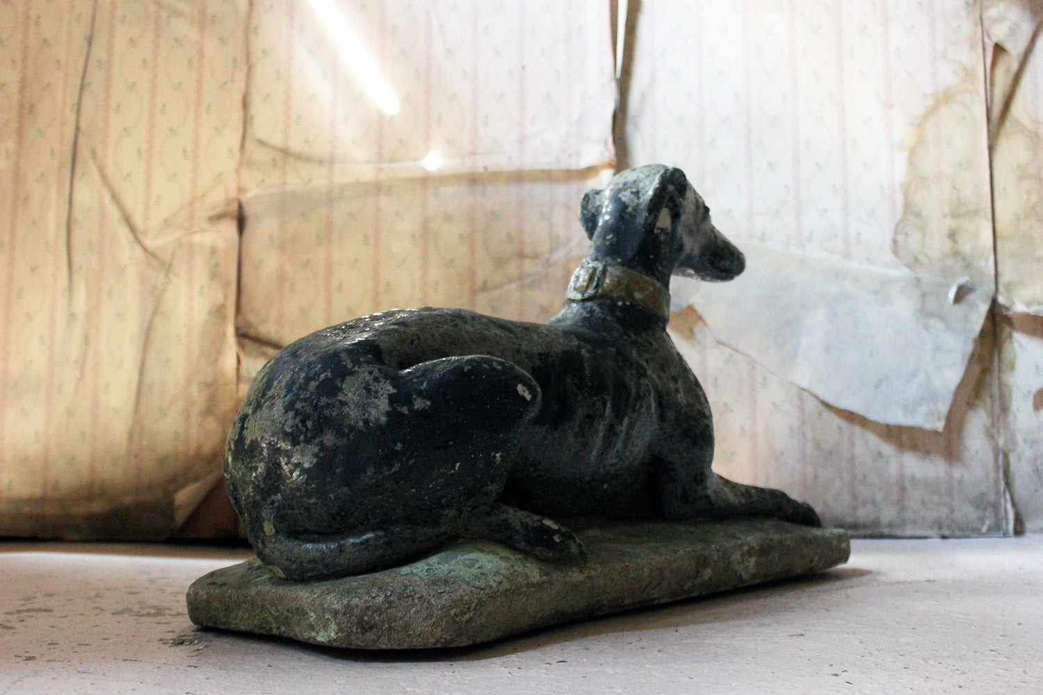 A Decorative Mid 20thC Painted Cast Stone Whippet c.1940-50