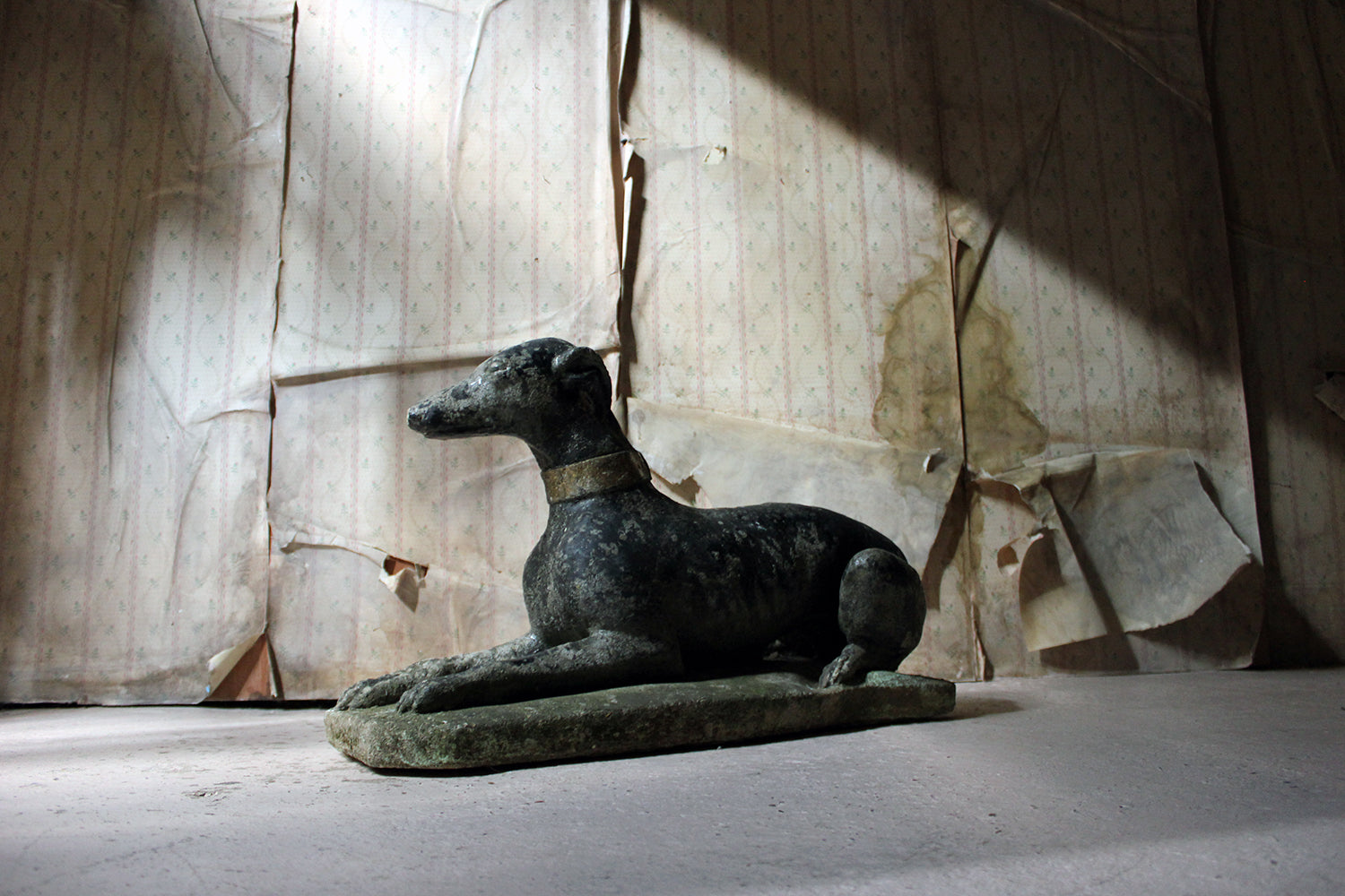 A Decorative Mid 20thC Painted Cast Stone Whippet c.1940-50