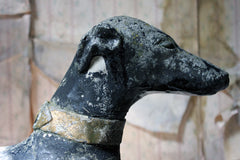 A Decorative Mid 20thC Painted Cast Stone Whippet c.1940-50
