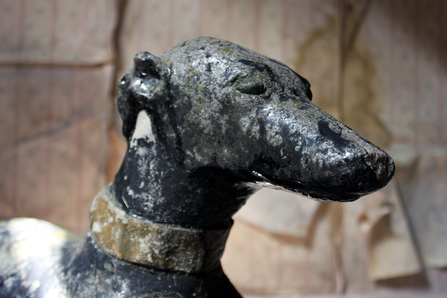 A Decorative Mid 20thC Painted Cast Stone Whippet c.1940-50