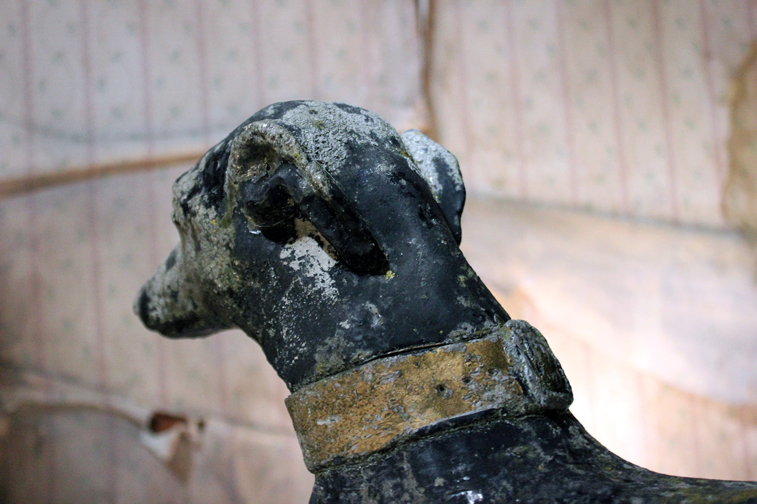 A Decorative Mid 20thC Painted Cast Stone Whippet c.1940-50