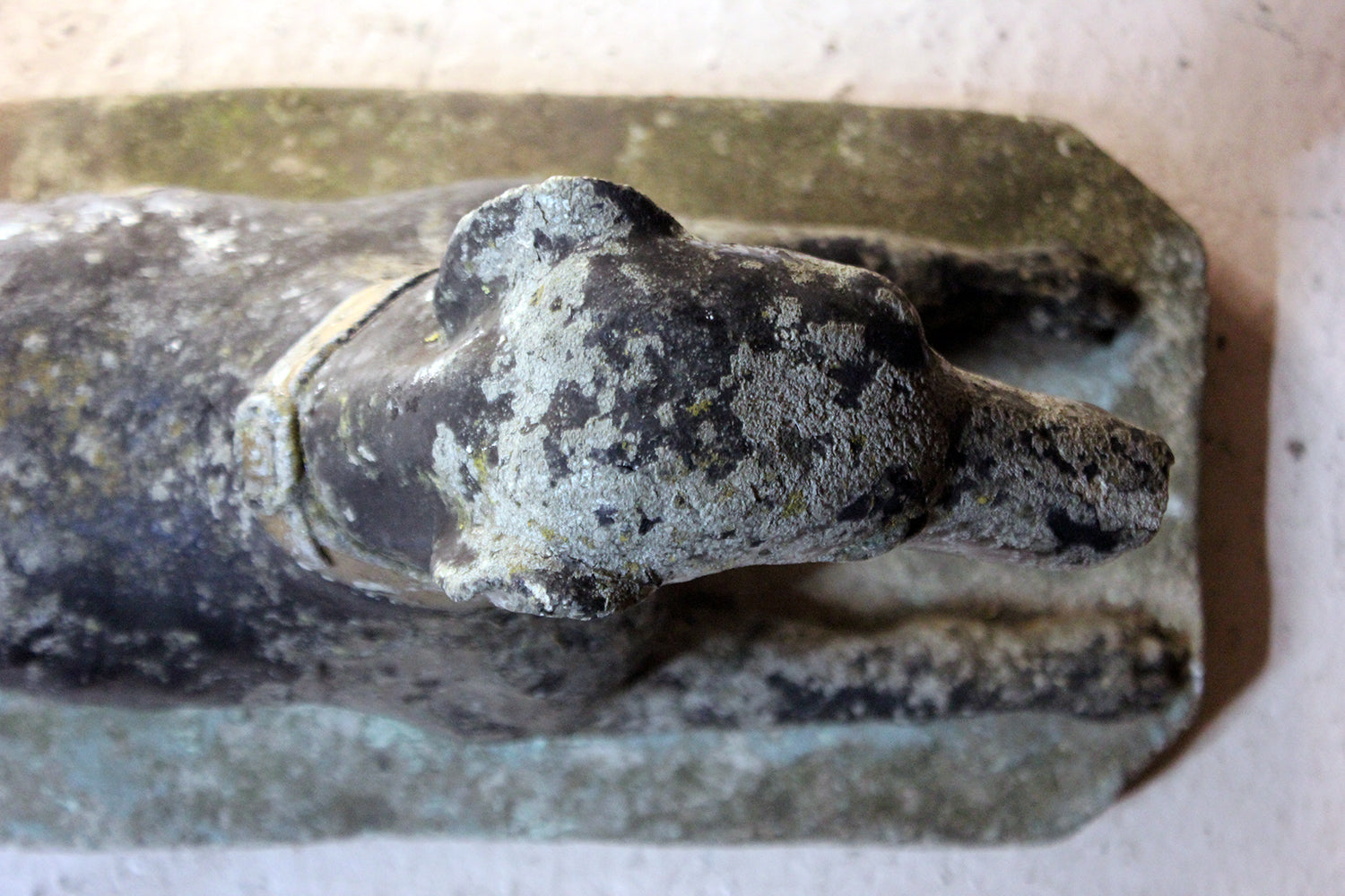 A Decorative Mid 20thC Painted Cast Stone Whippet c.1940-50