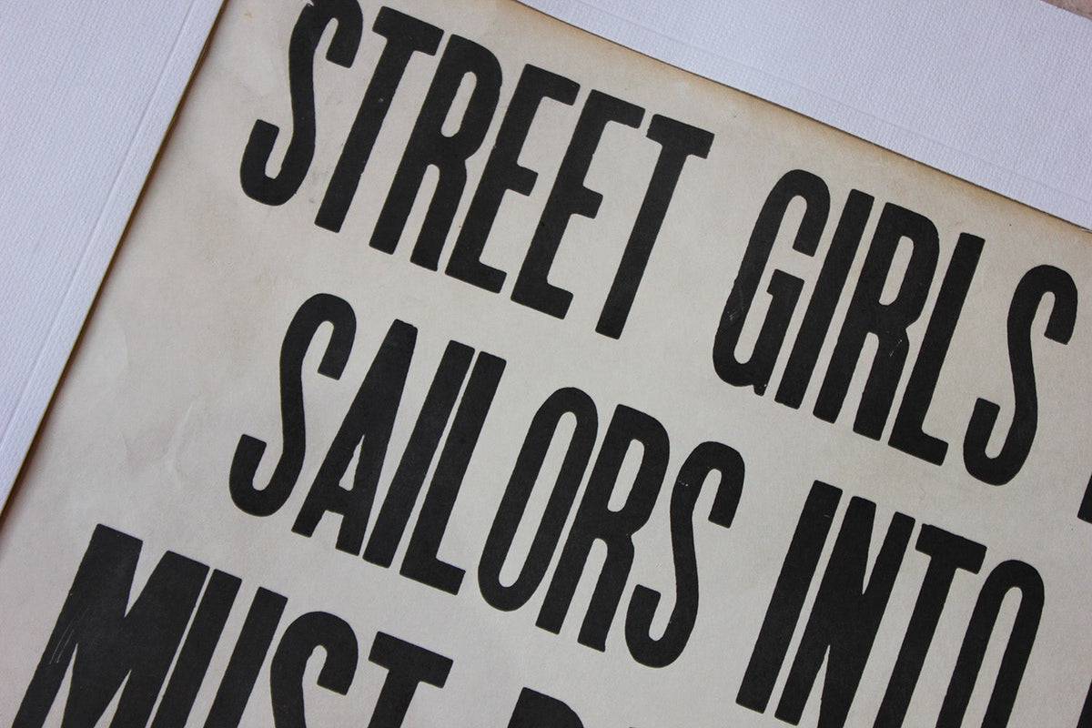 A Framed Printed Notice for The Palace Hotel, Virginia USA; Street Girls & Sailors c.1935-45