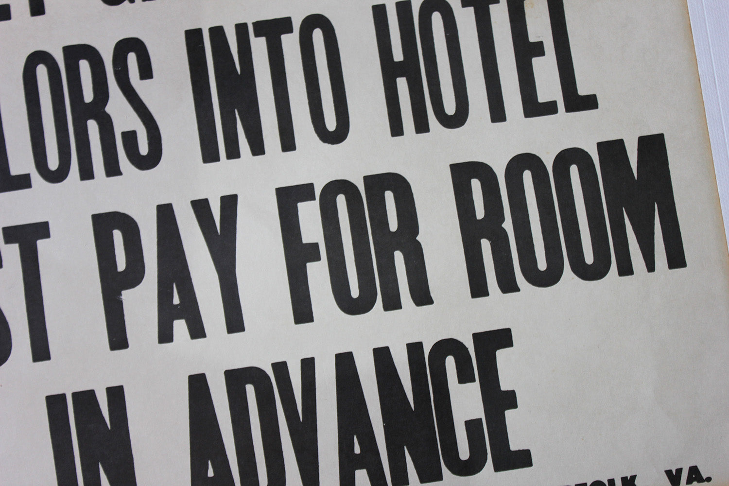 A Framed Printed Notice for The Palace Hotel, Virginia USA; Street Girls & Sailors c.1935-45