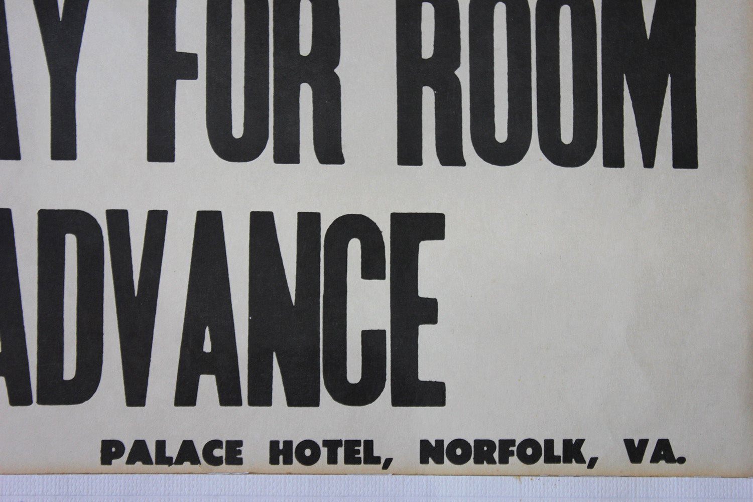A Framed Printed Notice for The Palace Hotel, Virginia USA; Street Girls & Sailors c.1935-45