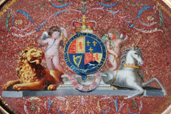 A Fine Mid 18thC Period Reverse Glass Picture of the Royal Coat of Arms
