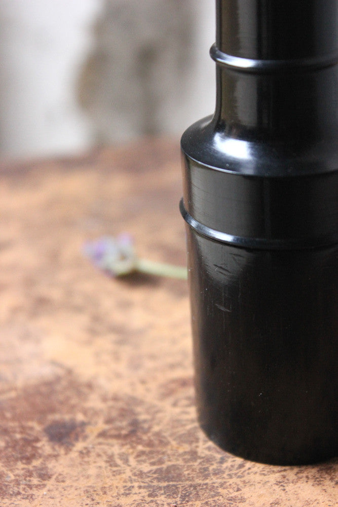 A Fine c.1910 Turned Ebony Perfume Holder & Bottle