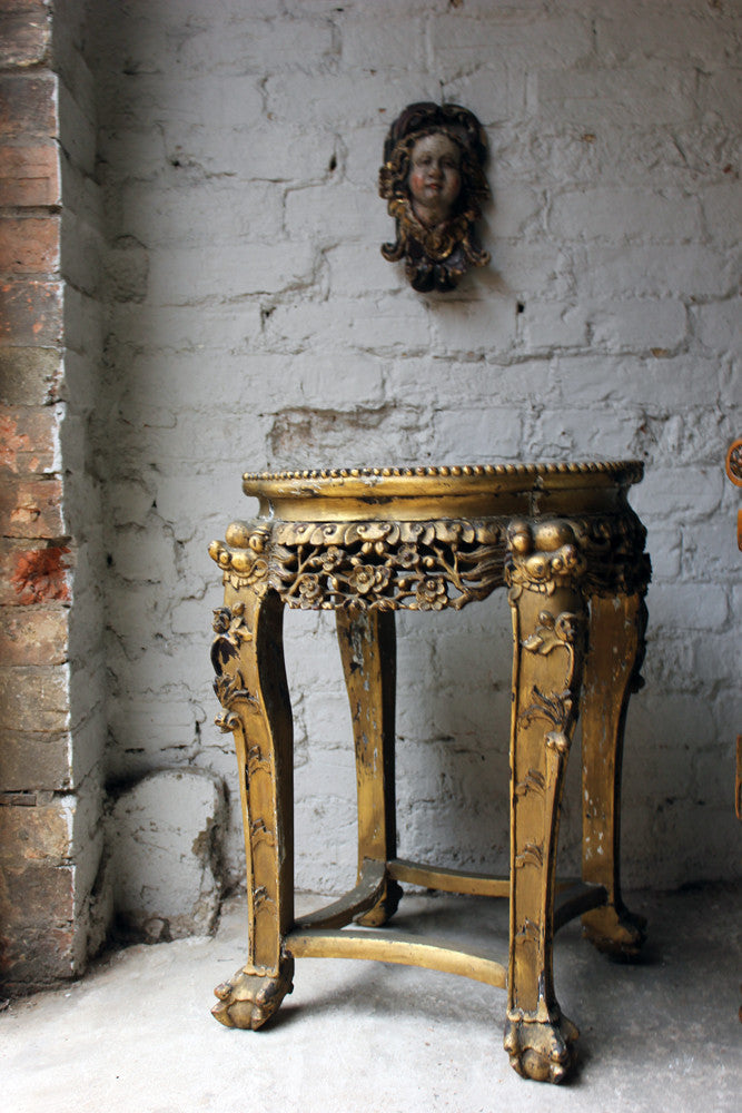 A c.1890 Chinese Marble Topped & Gilded Hardwood Occasional Table