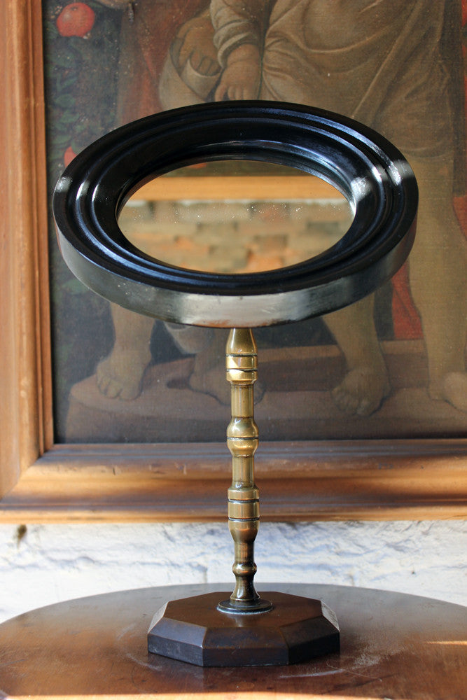 A Good Late 19thC Ebonised Gentleman's Shaving Mirror c.1880
