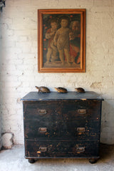 A Compact c.1900 Black Painted Pine Chest of Drawers