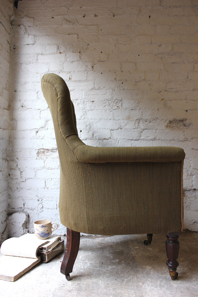 A Good George IV Regency Period Upholstered Wingback Armchair c.1820