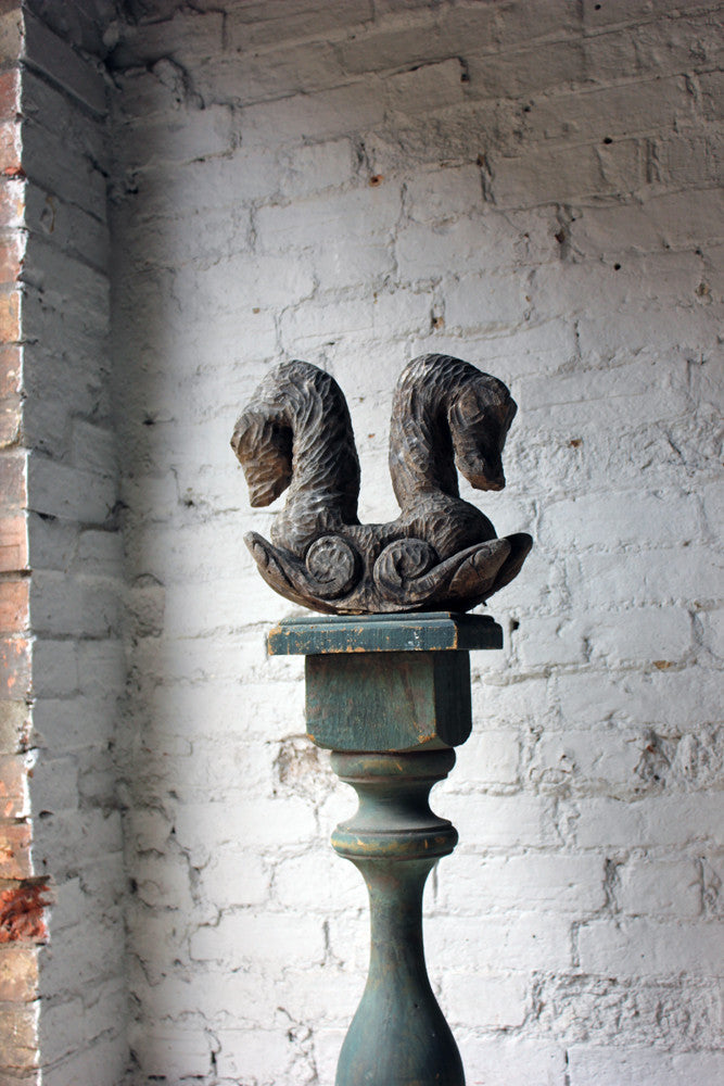 A Decorative Softwood Chip-Carving of Two Seahorses