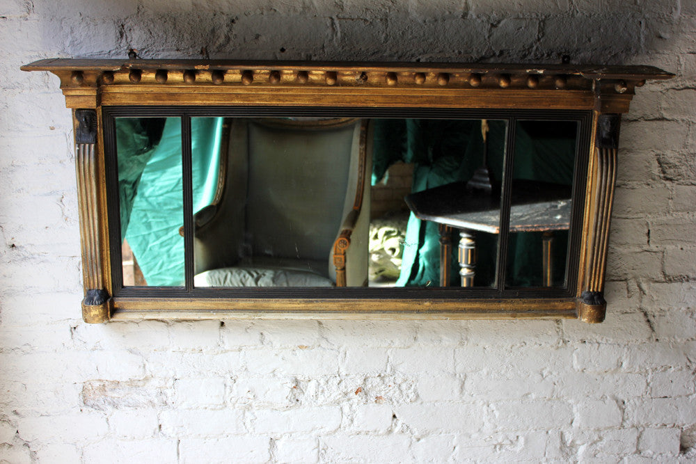 A Fine Regency Period Gilt Gesso & Ebonised Egyptian Revival Overmantle Mirror c.1810