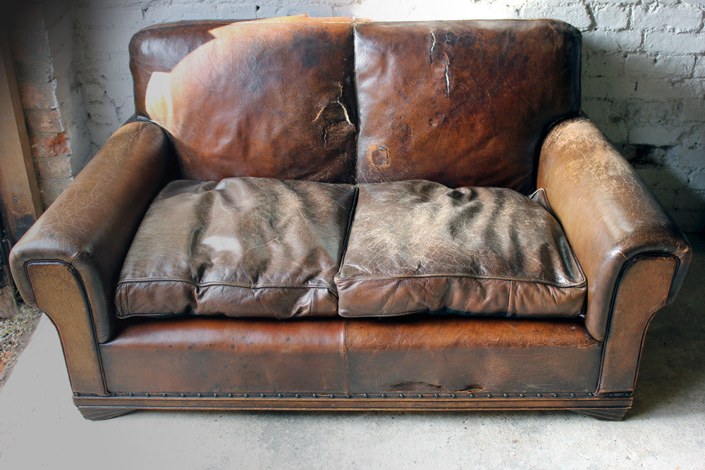 A Good c.1930 Art Deco Period Leather Club Sofa