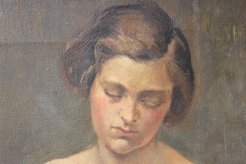 A Good 1928 British School Oil on Canvas; Female Nude Study by Henry Southgate Sands RBSA (1900-1971)