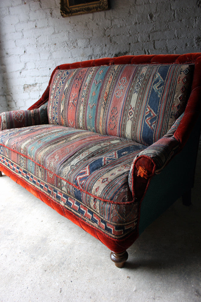 A Good c.1940 Two Seater Kelim Upholstered Sofa