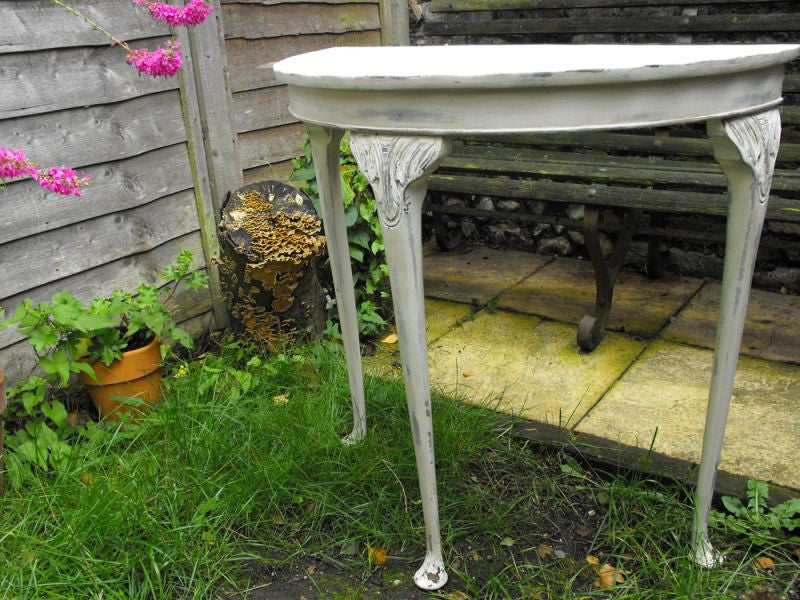 A Chic, Painted Vintage 1950's Demi-Lune Hall Table