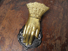 A Delightful Victorian Gilt Brass Letter Clip in the Form of a Ladies' Hand & Cuff