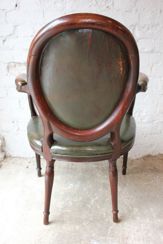 A Fantastic George III Country House Mahogany & Leather Elbow Chair c.1810