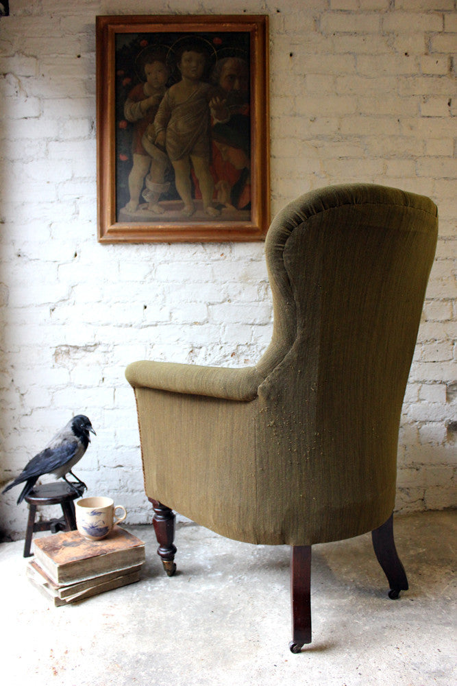 A Good George IV Regency Period Upholstered Wingback Armchair c.1820