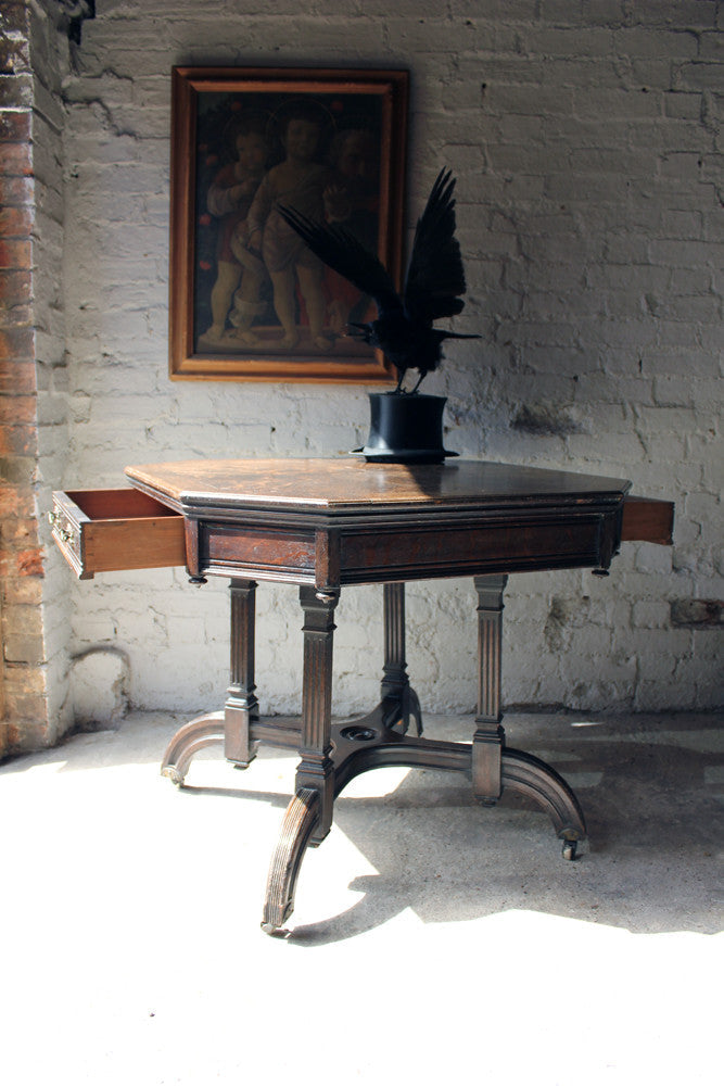A Good Quality c.1882 Octagonal Victorian Oak Centre Table