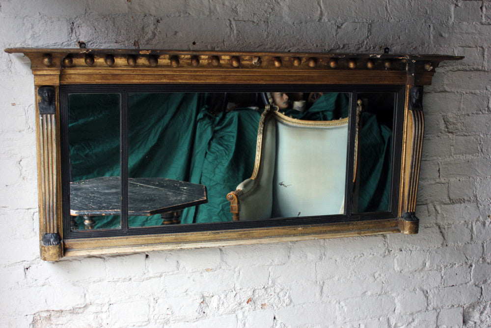 A Fine Regency Period Gilt Gesso & Ebonised Egyptian Revival Overmantle Mirror c.1810