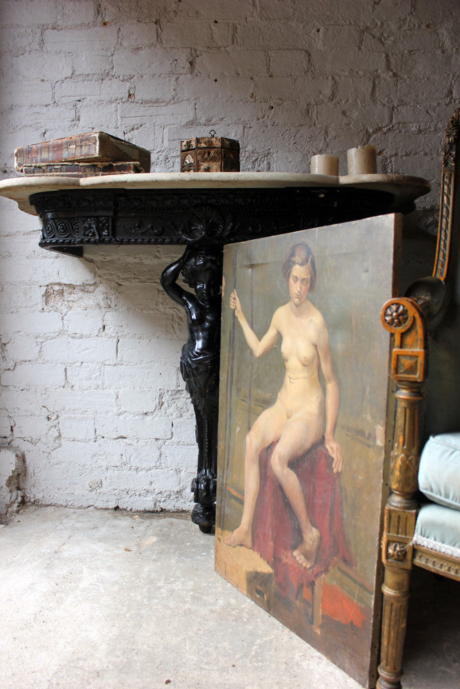 A Good 1928 British School Oil on Canvas; Female Nude Study by Henry Southgate Sands RBSA (1900-1971)