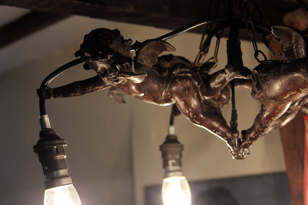 A Fabulous c.1890 Centre Light in the Form of Four Putti